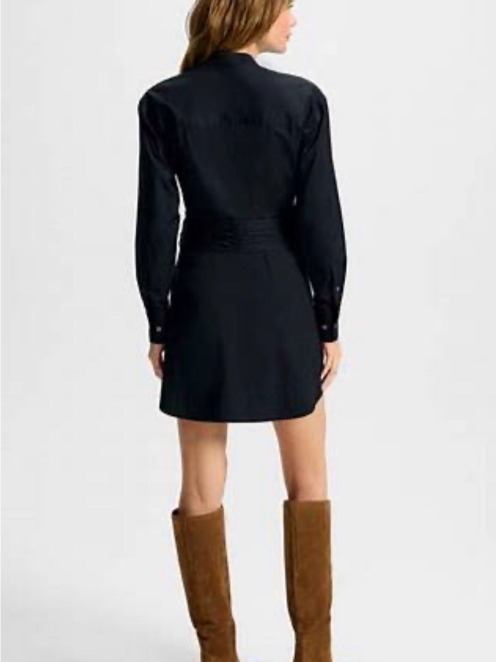 Veronica Beard Black Long-Sleeve Mini Shirt Dress